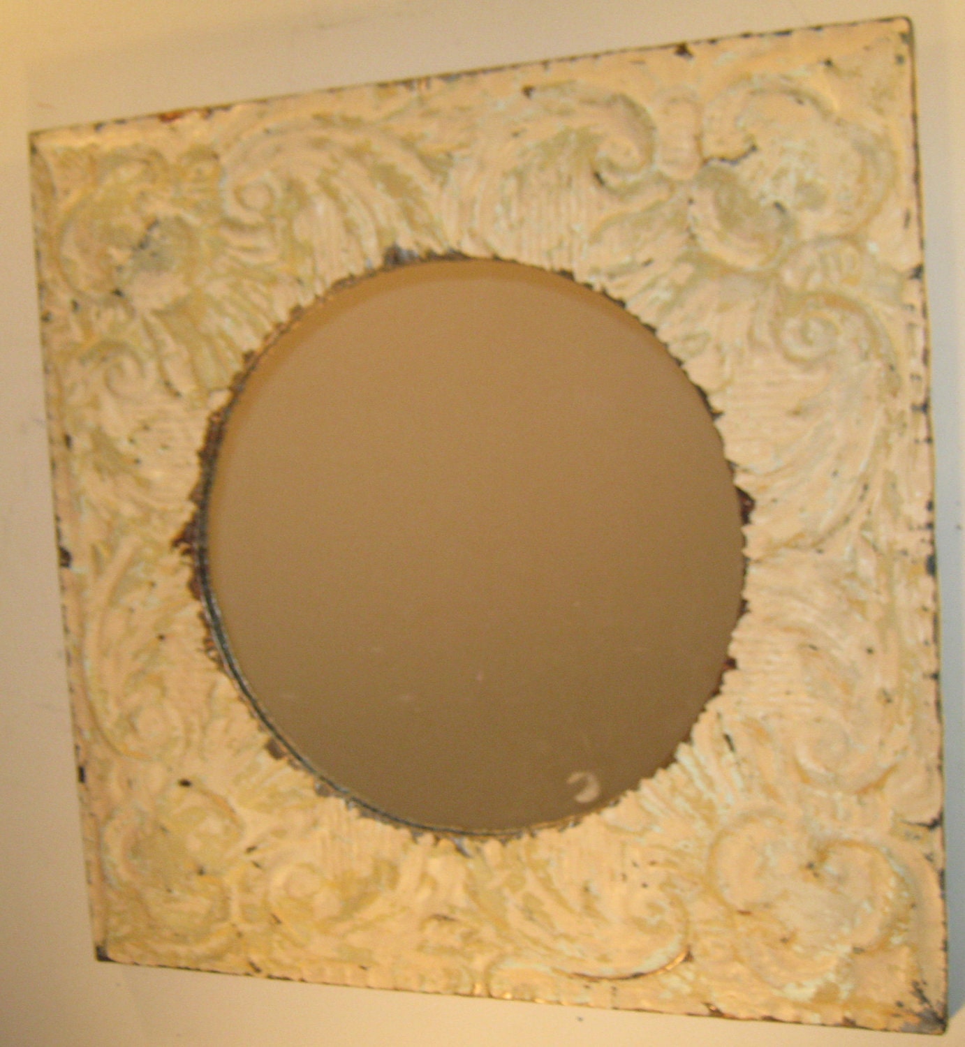 AUTHENTIC Vintage Tin Ceiling Mirror Shabby Recycled S-297