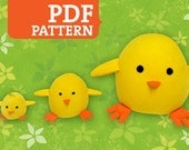 Chick PDF Pattern - Stuffed Animal, Softie, Plush Toy - 3 Sizes Included