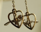 lovebirds - whimsical heart birdcage earrings