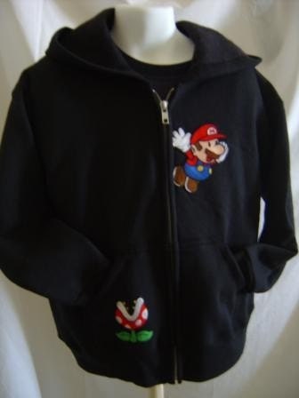 Mario with Piranha Plant Black Hooded Jacket Child Small