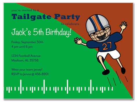 Auburn Themed Football Birthday Party Invitation