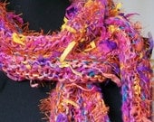 SALE Hand Knit Scarf Wrap in Purple, Pink and Orange - Life of the Party