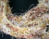 SALE Hand Knit Tan, Beige, Brown, Taupe Scarf Sassy Wrap - Self-Fringing