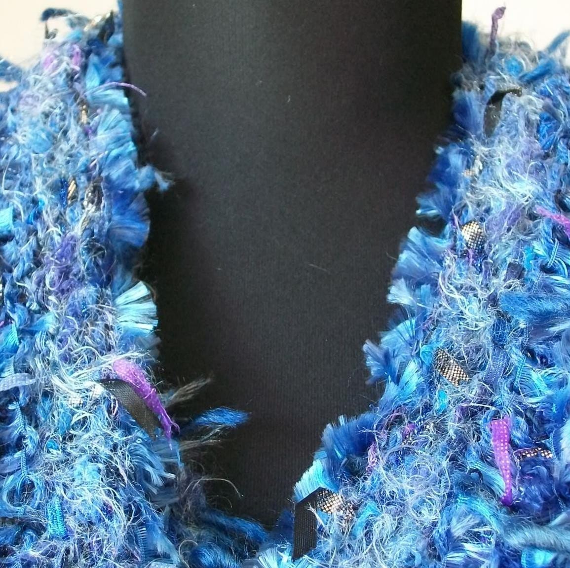 Hand Knit BLUE-tiful Scarf Wrap