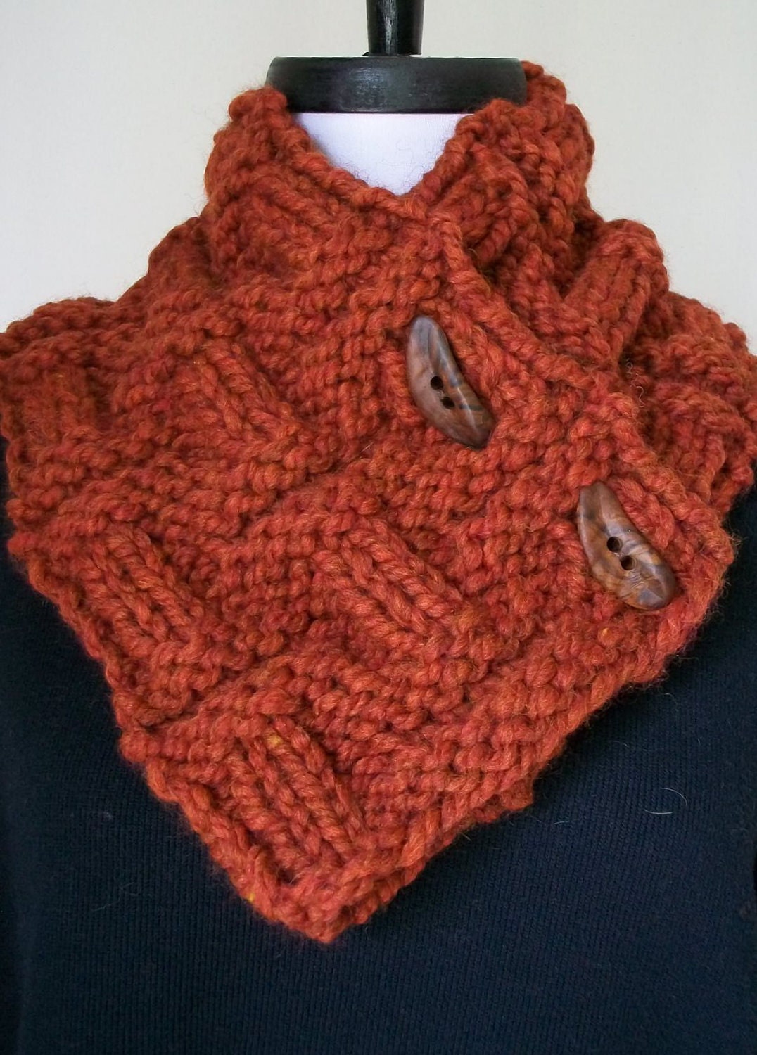 Hand Knit Burnt Orange Chunky Neckwarmer Neck Warmer Cowl