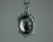 Black Diamond Necklace - VIctorian Goth Vintage Swarovski Crystal Cabochon