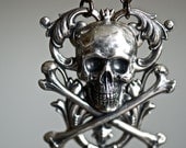 Victrix with Skull Cross Bones - SOLDERED Necklace  - Made in USA Brass - 2 Different Colors