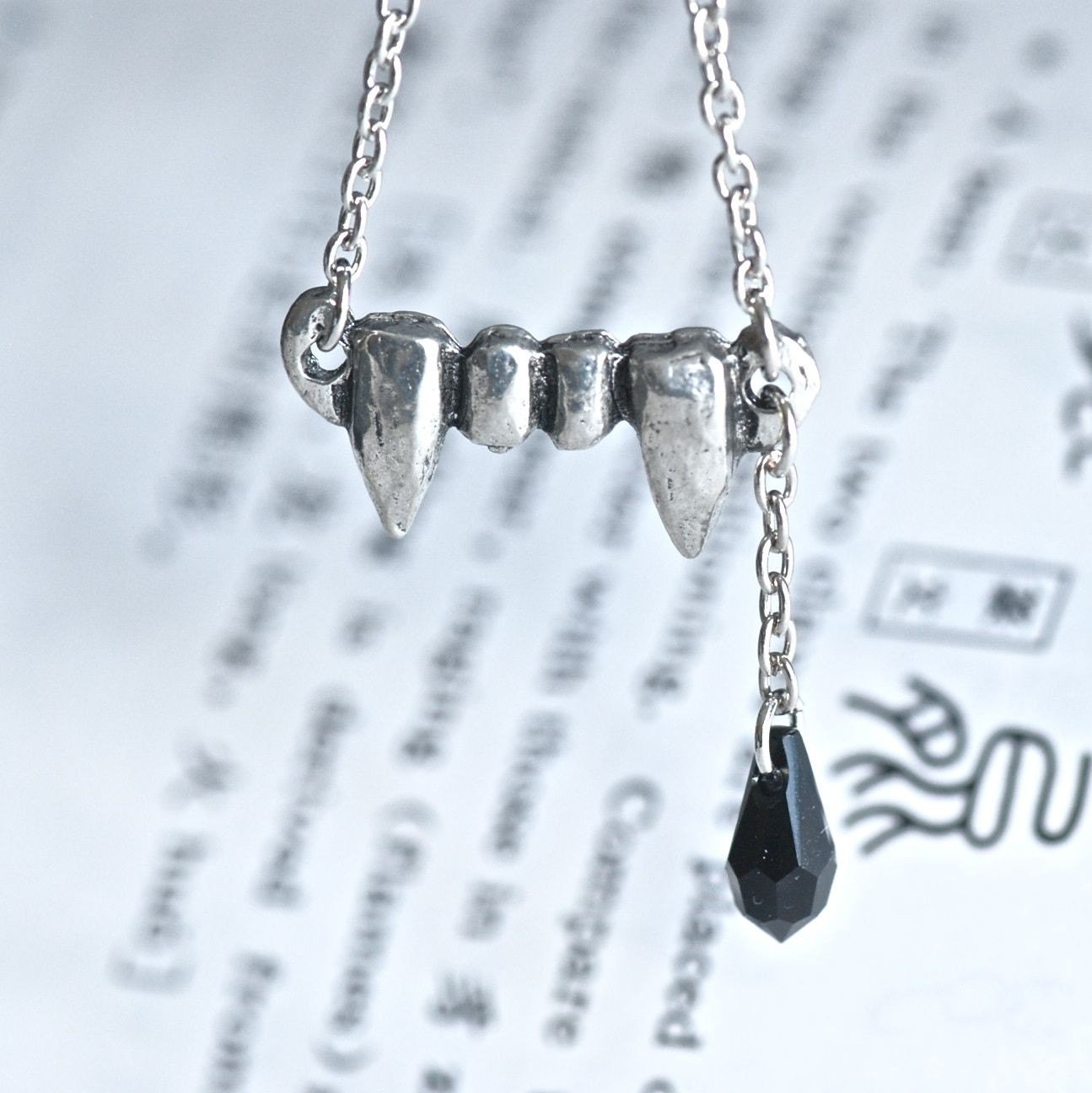Vampire Fang - BLACK SWAROVSKI CRYSTAL necklace
