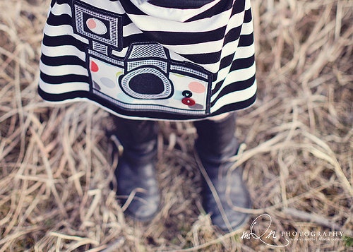 Girls Vintage Camera Applique Knit Skirt... Custom Colors Sizes 12/18M through 14