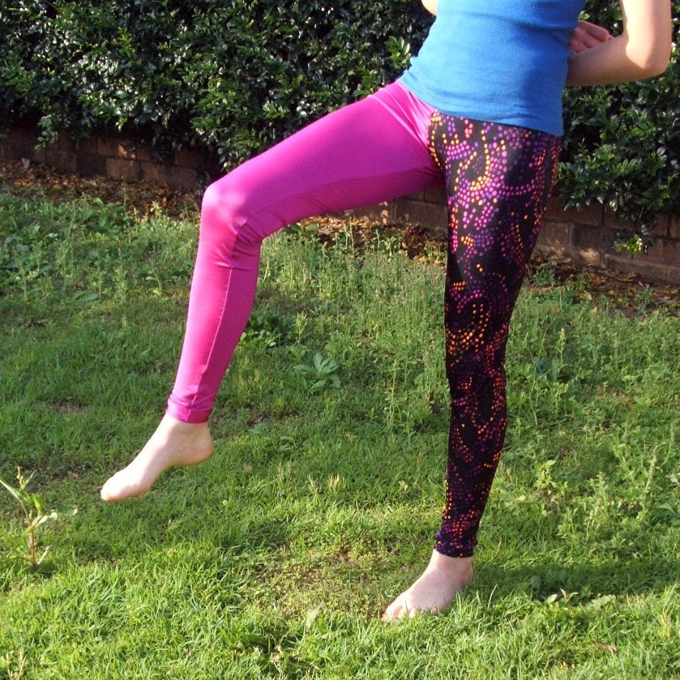 SALE Girls sz 14 hot pink and fireworks lycra leggings for party, dance, fun