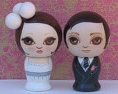 Custom Wedding Cake Toppers Hand Painted Wooden Kokeshi Dolls
