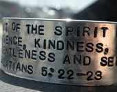 Handstamped Fruits of the Spirit Thick Cuff Bracelet