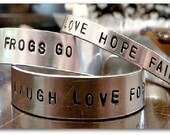 Double-Sided Custom Order 1/2 inch width Handstamped Metal Cuff Bracelet