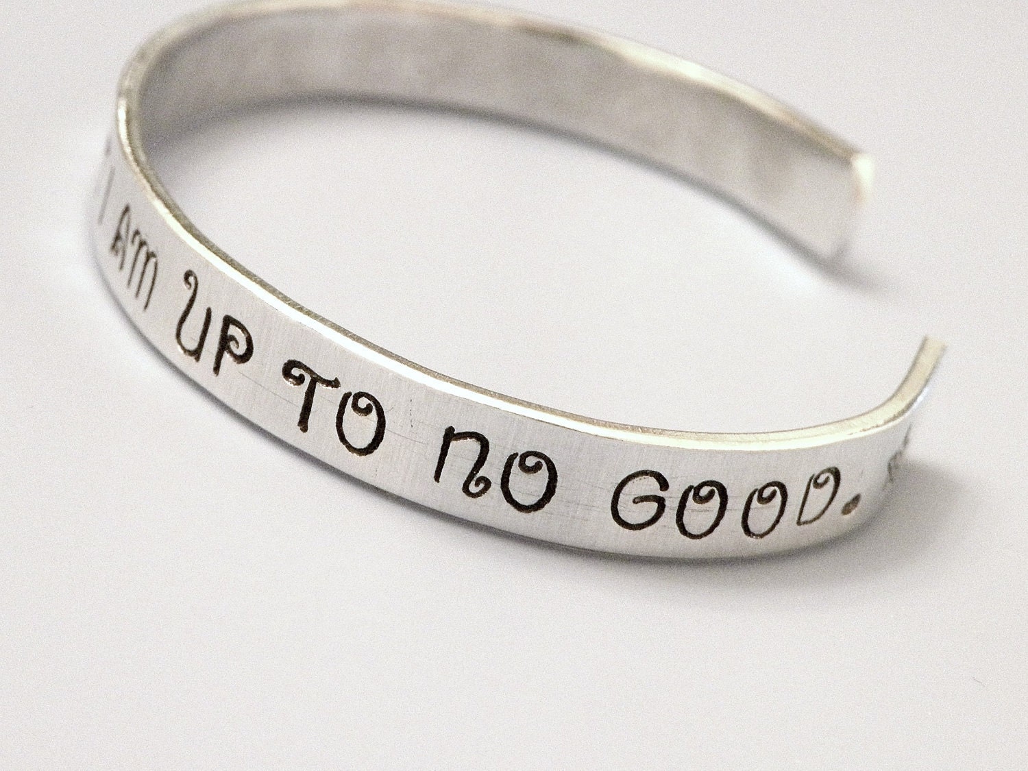 Stamped Harry Potter Solemnly Swear No Good Custom Silver Metal Thin Cuff Bracelet