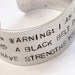Stamped Warning Autism Teacher Black Belt Strength Custom Silver Metal Cuff Bracelet