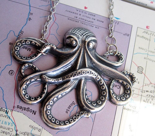 Octopus Necklace Silver Large