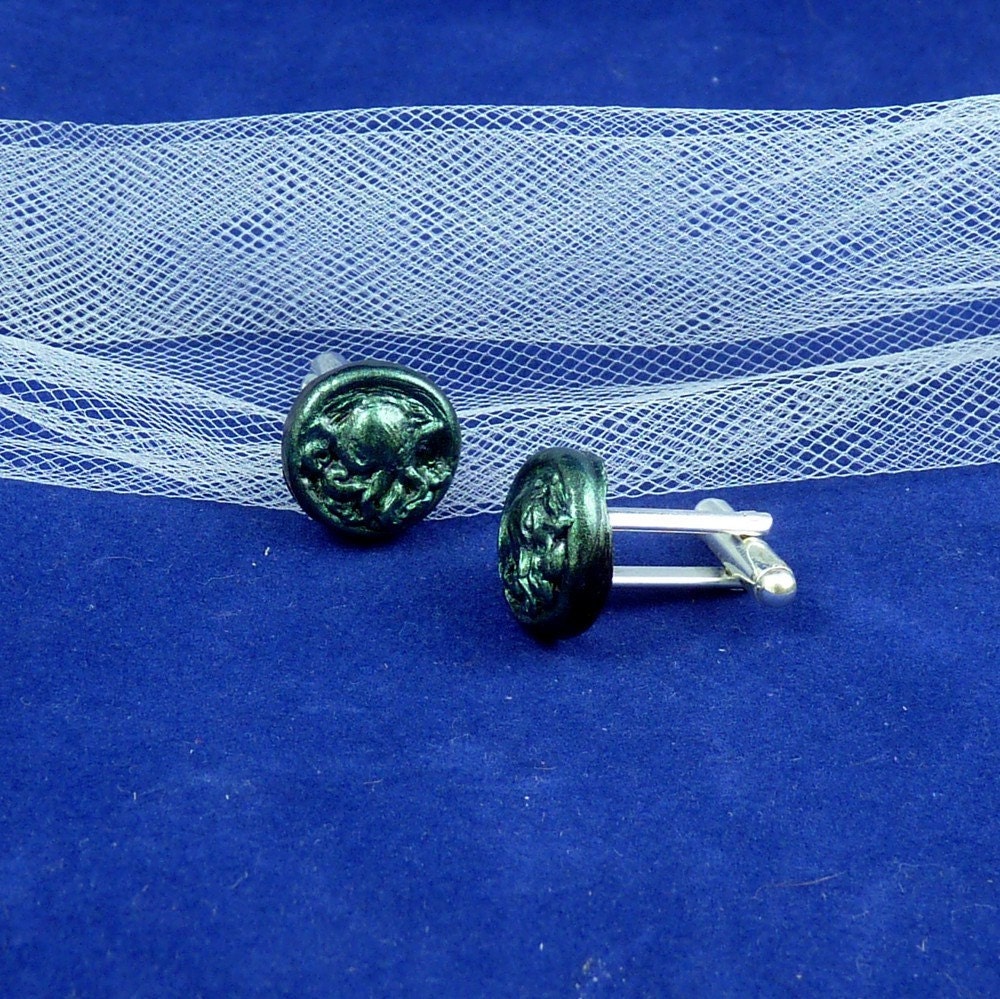 DarkGreen Cthulhu Cufflinks - Handmade Lovecraft Accessories