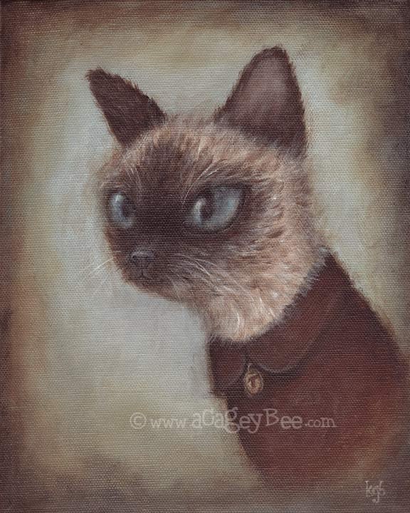 Cat Art Print - Theo, 8x10 pet portrait painting, cute animal art
