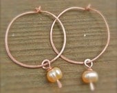 Reserved listing for Martha (Copper champagne pearl hoop bridesmaid earrings)