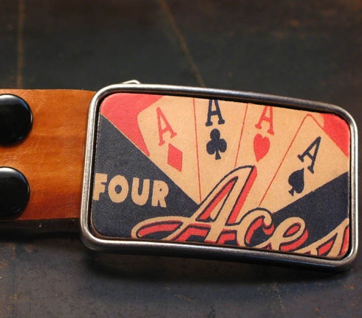 Retro playing cards belt buckle,The four aces leather belt buckle
