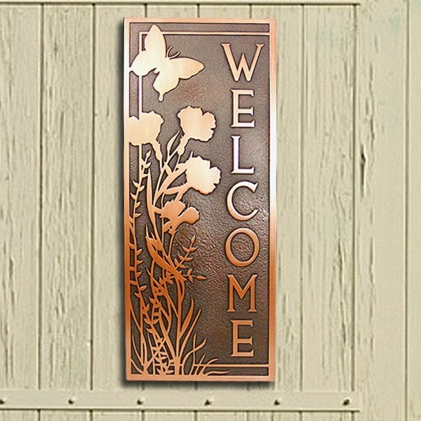 Garden Dream Welcome Plaque with Butterfly Or Address Plaque 10 x 24 inches Custom Made for you