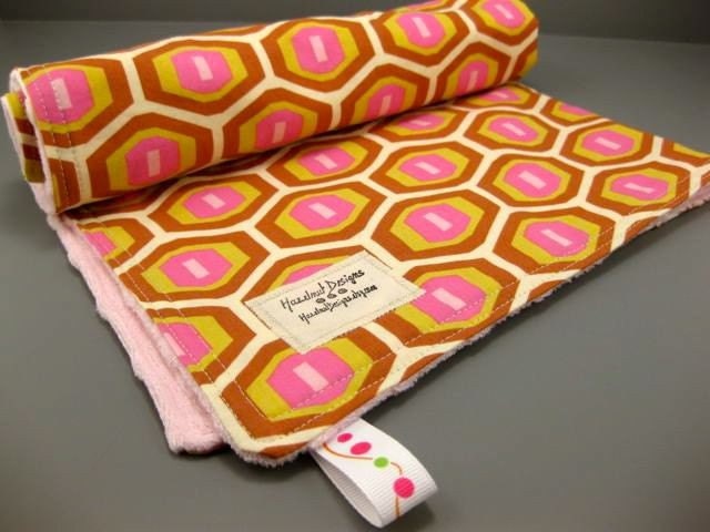 Baby Blankie or Changing Mat - Amy Butler Honeycomb in Rust - Modern Girl