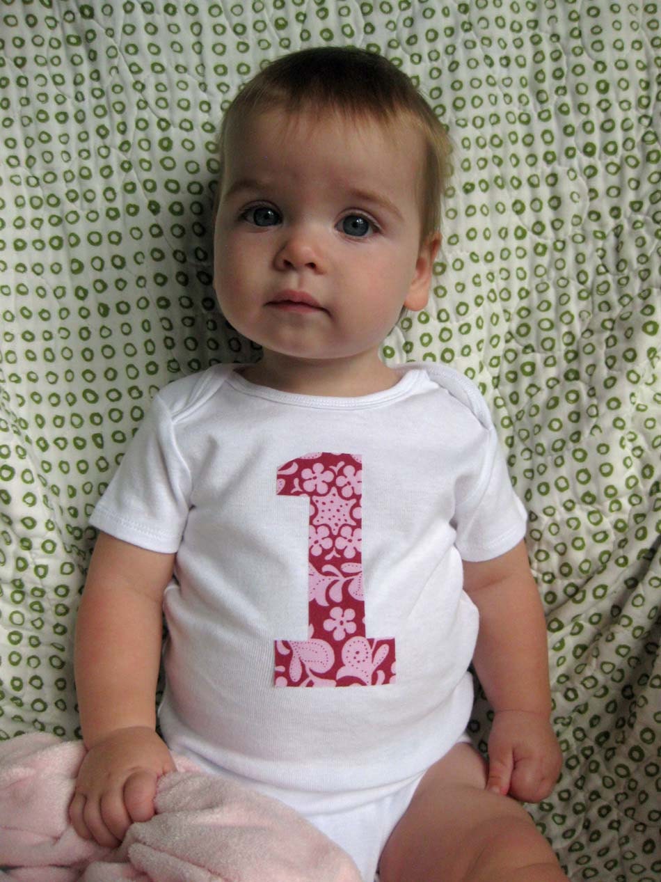 1 Onesie - Birthday Bodysuit - Baby Girl Onesie Pink Henna Garden