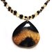 GOLDEN HEART Yellow Citrine Black Onyx Gold Filled Gold Vermeil 18in Pendant Necklace N409