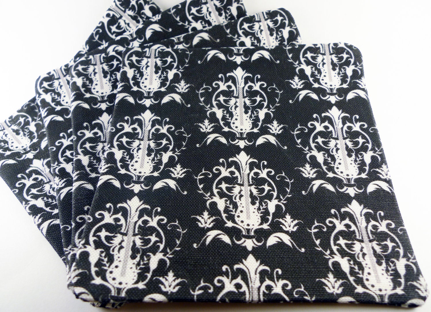 Retro Guitar Damask Fabric Coasters