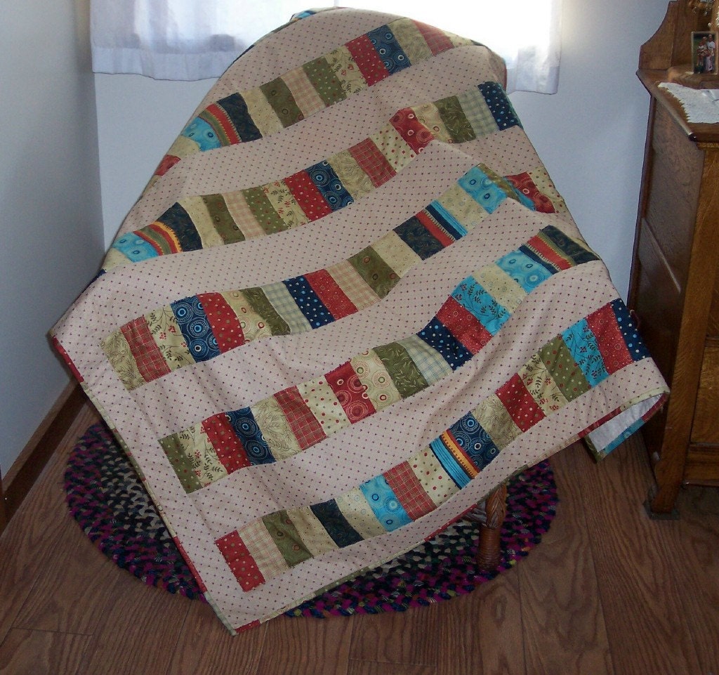 Hand Quilted Roman Coins Scrap Quilt