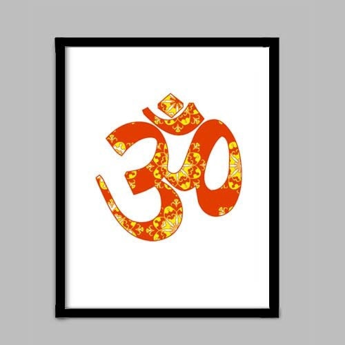 Damask OM - fine art print, hindi letter OM