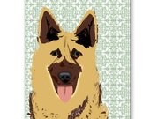 German Shepard Dog - Fine art print, dog art prints, Dog lover in brown color , dog decor , illustration ,pet , animal