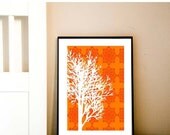 Winter tree with Orange background