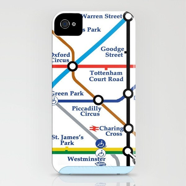 London Tube Map - iPhone Case - ( 4S, 4, 5) London underground  tube map color unique robust England, iPhone 5