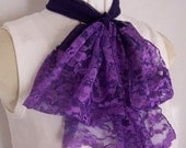 Royal Purple Sheer Lace Jabot Scarf