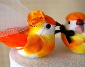 Dashing Love Birds Wedding Cake Topper in Toasted Pumpkin: The Flapper Bride & Groom