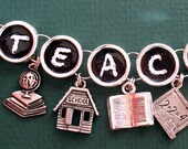 Teacher Bracelet Blackboard Charm School Apple Book