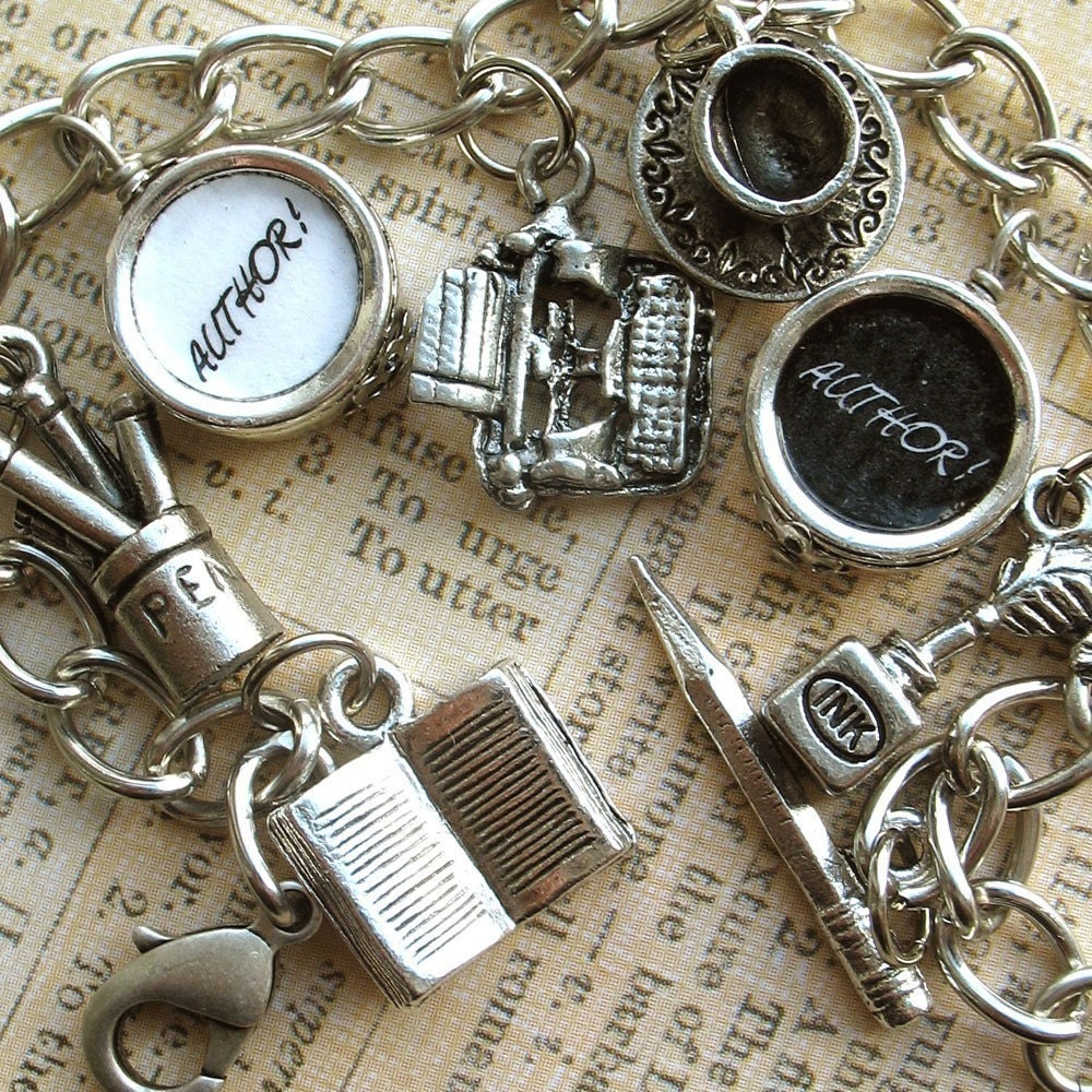 Author Author Writers Charm Bracelet Literary Jewelry Book Writer Theme