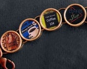 Coffee Lovers Bracelet Old Fashioned Shop Caffeine Java Theme Coppertone