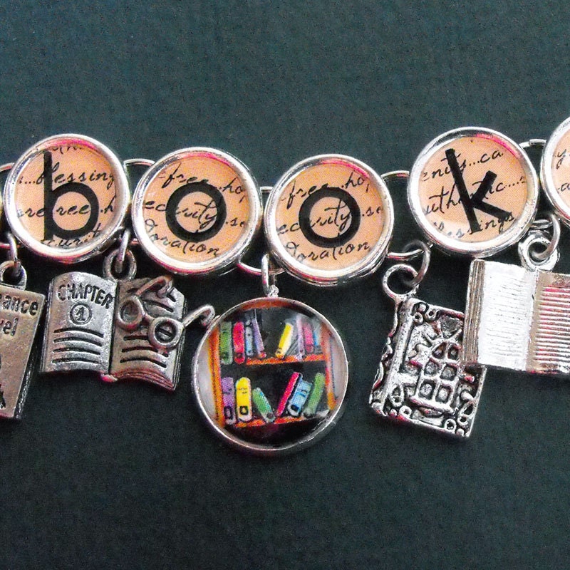 Bookish Charm Bracelet Literary Book Themed Jewelry