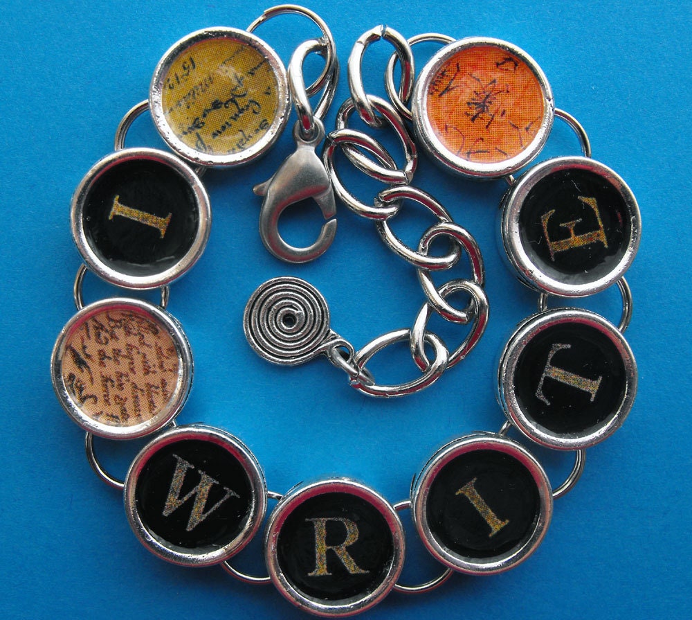 I Write Bracelet Writers Authors Writing Literary Jewelry Silver Colored