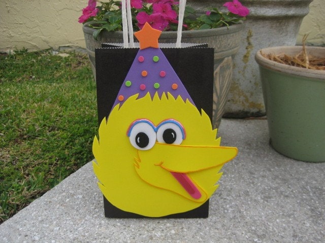 Big Bird Sesame Street Inspired Birthday Party Favor Bag