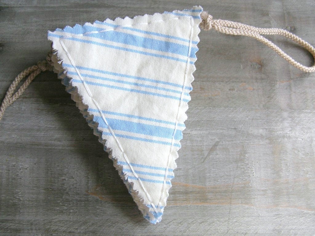 Striped Bunting // Beach House Cottage Decor // Blue Limited Edition by OrdinaryMommy on Etsy