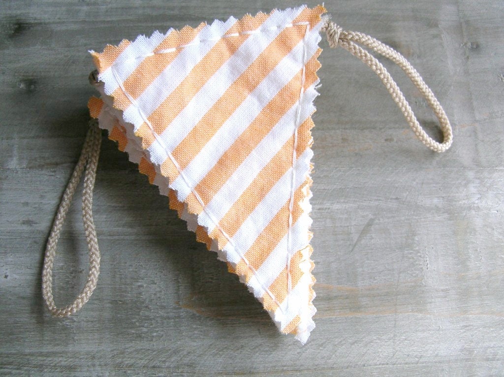 Creamsicle Striped Bunting Flag // Beach House Cottage Decor // Peach Orange Limited Edition by OrdinaryMommy on Etsy