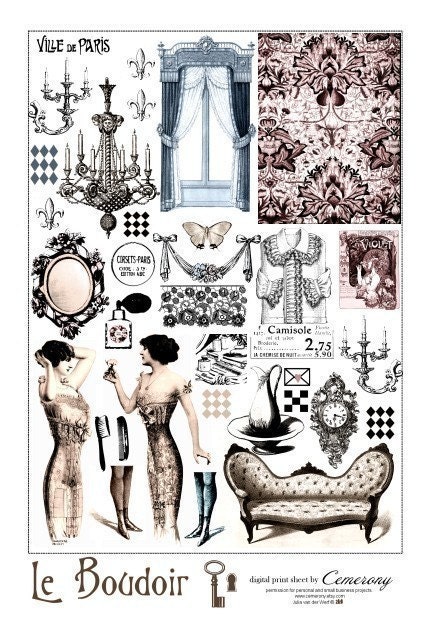 Le Boudoir French Digital Collage Print Sheet  no162
