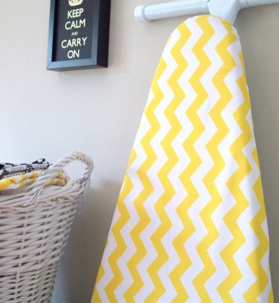 RESERVED for greymaggy - Chevron Ironing Board Cover in Yellow and White