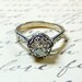 Vintage Engagement Sterling Silver Swarovski CZ Floral Band Ring with Tiara Crown like bezel - Wedding