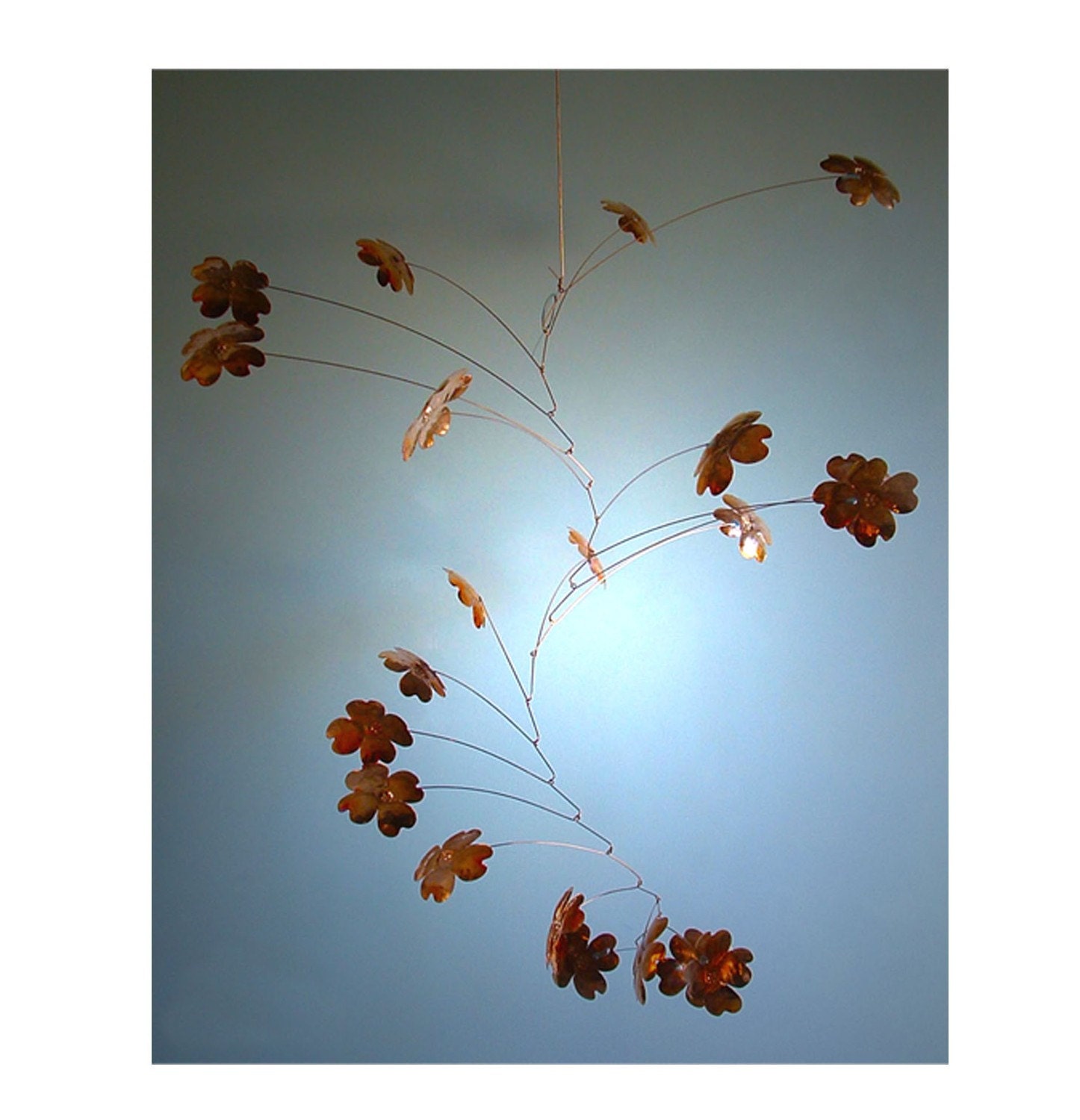 Copper Mobile - Handmade Mobile Art - w/ Dogwood Blossoms