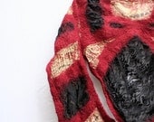 Wrap nunofelted silk lace and wool in red and black