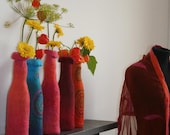 2 wetfelted bottles so now a recycled flowervase order your two bottles